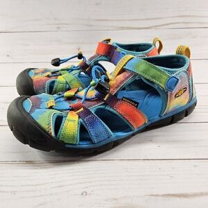 Keen Big Kids Seacamp II CNX Vivid Blue Tie Dye‎ Rainbow Size 4 Shoes 1025152